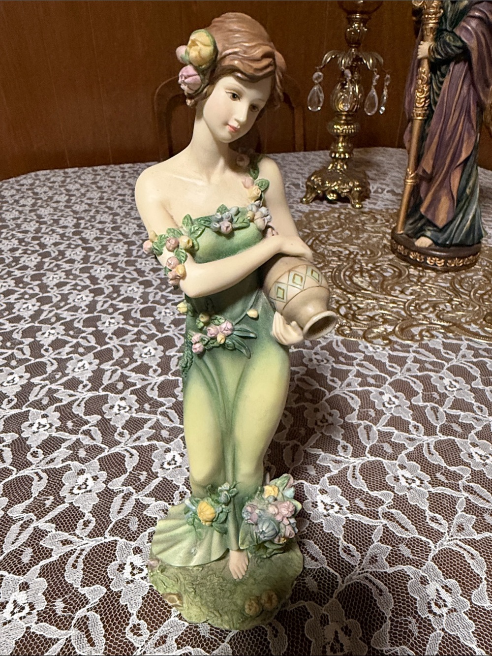 Home interiors Green Floral Figurine Decorative Accent - Blossom 2004